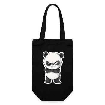 Zoo de panda à l’air maléfique panda mignon - Sac à bouteille - noir - Devant