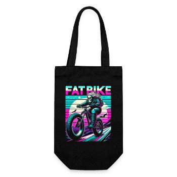 Retrowave Skelett Biker Fatbike Retro Sunset - Geschenkbeutel für Flaschen - Schwarz - Vorne