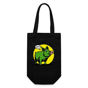 Yellow and green funny pig, huh? - Gift Bag for Bottles - black - Front