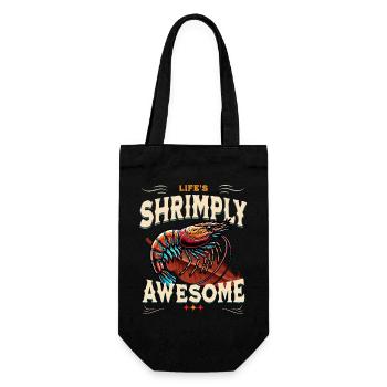 Shrimply Awesome, Garnele auf Seemandelbaumblatt - Geschenkbeutel für Flaschen - Schwarz - Vorne