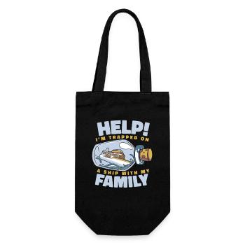 Ich bin mit meiner Familie auf einem Schiff gefangen Kreuzfahrt - Geschenkbeutel für Flaschen - Schwarz - Vorne