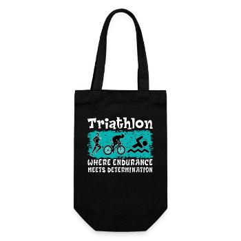 Triathlon. Ausdauer, Entschlossenheit, Sport, Nice - Geschenkbeutel für Flaschen - Schwarz - Vorne