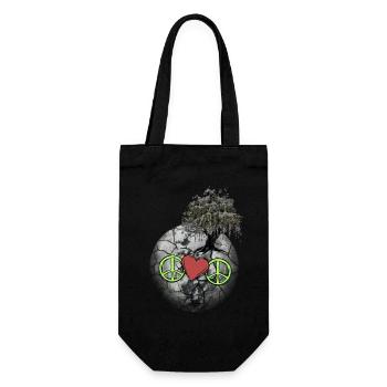 Planet Peace Herz Natur Weltfrieden Klima - Geschenkbeutel für Flaschen - Schwarz - Vorne
