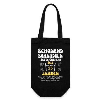 Design for the silver wedding for the 25th anniversary - Gift Bag for Bottles - black - Front