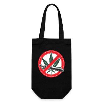 Cannabis Marihuana Verbotsschild - Geschenkbeutel für Flaschen - Schwarz - Vorne