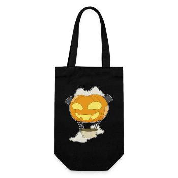 Montgolfière Halloween citrouille - Sac à bouteille - noir - Devant