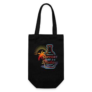 Support Day Drinking. Celebrations, refreshment, palm trees, - Gift Bag for Bottles - black - Front
