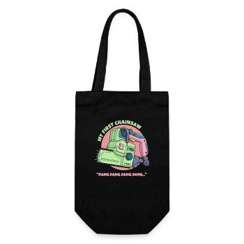 Meine erste Kettensäge - Geschenkbeutel für Flaschen - Schwarz - Vorne