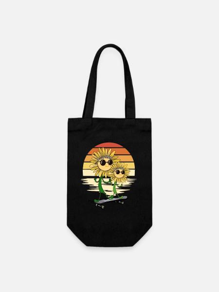 Sommer Sonnenblumen Skater Sonnenblume - Geschenkbeutel für Flaschen - Schwarz