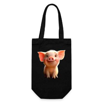 Schwein Hausschwein Schweine Ferkel Schweinchen - Geschenkbeutel für Flaschen - Schwarz - Vorne