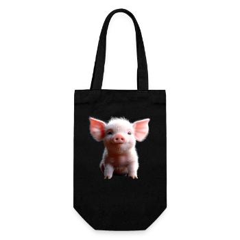 Schwein Hausschwein Schweine Ferkel Schweinchen - Geschenkbeutel für Flaschen - Schwarz - Vorne
