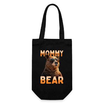 Mommy Bear Mama Bär Bärin Muttertag Grizzly Bären - Geschenkbeutel für Flaschen - Schwarz - Vorne