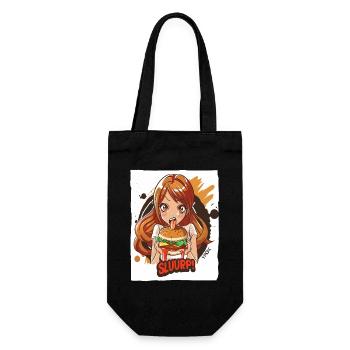 Anime girl loves big burgers - Gift Bag for Bottles - black - Front