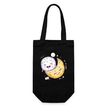 Fromage mozzarella endormi sur une lune de fromage - Sac à bouteille - noir - Devant