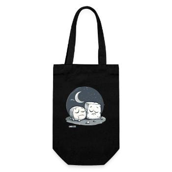 Cute Sleepy Tofu and the Moon - Gift Bag for Bottles - black - Front