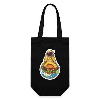 Astronaut hovering over the earth with a burger - Gift Bag for Bottles - black - Front