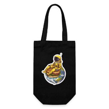 Golden Astronaut on Burger – Space Food Design - Gift Bag for Bottles - black - Front