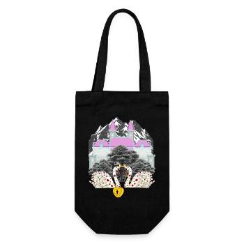 Mountain Castle Swans Love Heart Saint-Valentin - Sac à bouteille - noir - Devant