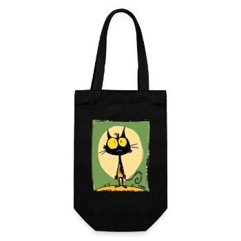 Die lustigste lustige Cartoon-Katze - Geschenkbeutel für Flaschen - Schwarz - Vorne