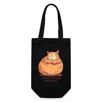 Ein sehr pummeliger, fetter Kater mit einem Plan - Geschenkbeutel für Flaschen - Schwarz - Vorne