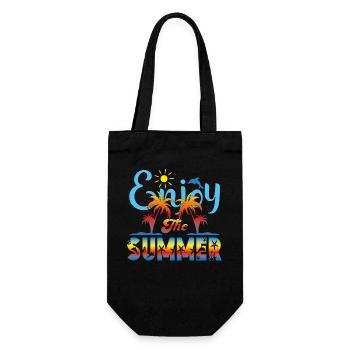 Enjoy the Summer. Reisen, Urlaub, Spaß, Erholung, - Geschenkbeutel für Flaschen - Schwarz - Vorne