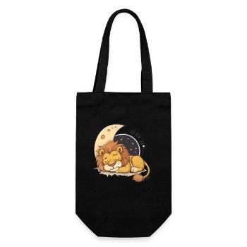 Sleepy Lion on the Moon - Gift Bag for Bottles - black - Front