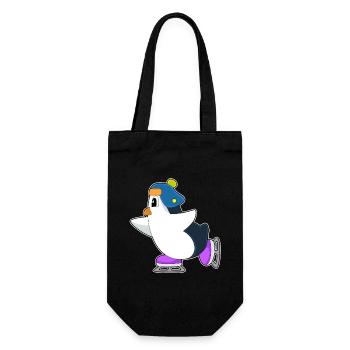 Pinguin Eislaufen Schlittschuhe - Geschenkbeutel für Flaschen - Schwarz - Vorne