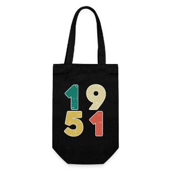 1951 - Jahrgang 1951 - Baujahr 1951 - Geschenkbeutel für Flaschen - Schwarz - Vorne