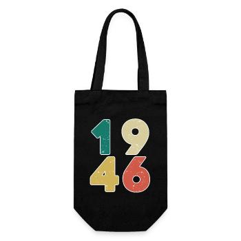 1946 - Jahrgang 1946 - Baujahr 1946 - Geschenkbeutel für Flaschen - Schwarz - Vorne
