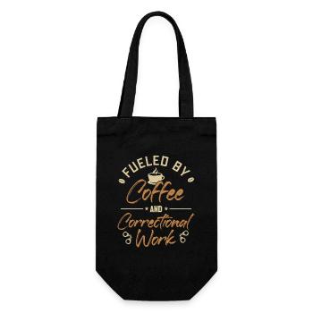Angetrieben von Kaffee und Strafvollzug - Geschenkbeutel für Flaschen - Schwarz - Vorne