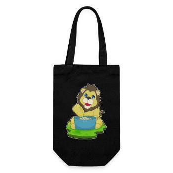 Löwe Koch Kochtopf Kochen - Geschenkbeutel für Flaschen - Schwarz - Vorne