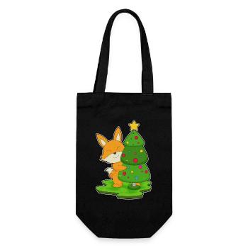 Fuchs Weihnachten Weihnachtsbaum - Geschenkbeutel für Flaschen - Schwarz - Vorne
