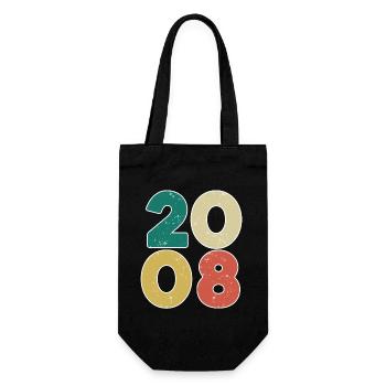 2008 - Jahrgang 2008 - Baujahr 2008 - Geschenkbeutel für Flaschen - Schwarz - Vorne