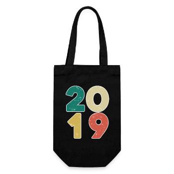 2019 - Jahrgang 2019 - Baujahr 2019 - Geschenkbeutel für Flaschen - Schwarz - Vorne