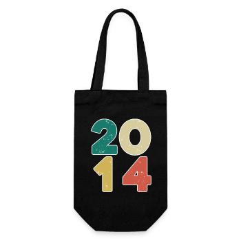 2014 - Jahrgang 2014 - Baujahr 2014 - Geschenkbeutel für Flaschen - Schwarz - Vorne