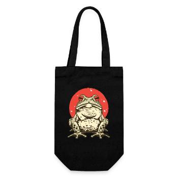 Eine große, dicke japanische Frosch-Kröte - Geschenkbeutel für Flaschen - Schwarz - Vorne