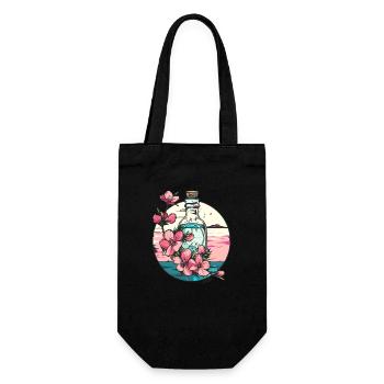 Pink Flowers: Beautiful Nature in a Bottle - Gift Bag for Bottles - black - Front