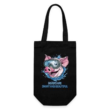 Divers are SMART AND BEAUTIFUL: Diver Pig - Gift Bag for Bottles - black - Front