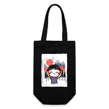 Funny, happy child in nature - Gift Bag for Bottles - black - Front