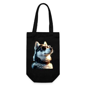 Husky Dogs Lover Dog Love Siberian Huskies - Gift Bag for Bottles - black - Front
