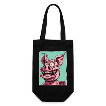Crazy Funny WTF Cartoon Pig - Gift Bag for Bottles - black - Front