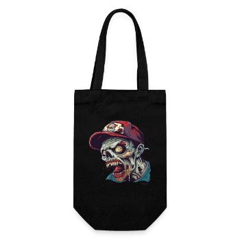 Baseball cap wearing angry zombie - Gift Bag for Bottles - black - Front