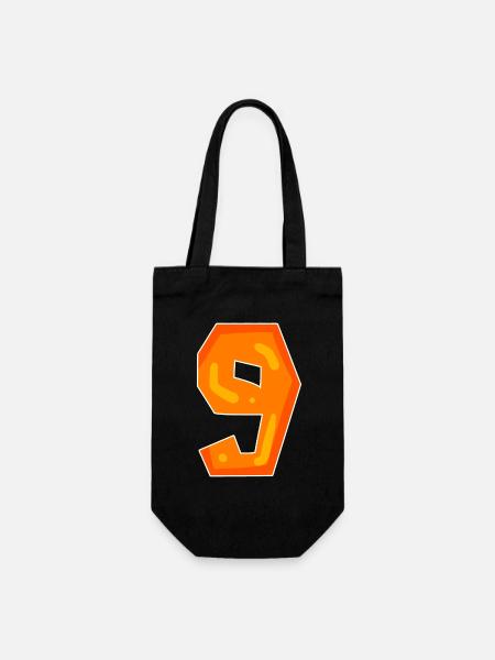Zahl 9 - Neun - 9 Motiv Orange - Geschenkbeutel für Flaschen - Schwarz