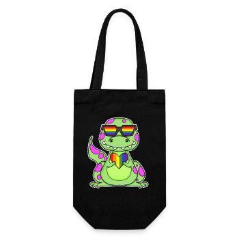 Dino Rainbow Heart Dinosaur Motif - Gift Bag for Bottles - black - Front