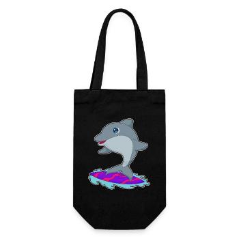 Dolphin Surfing Surfboard Summer - Gift Bag for Bottles - black - Front
