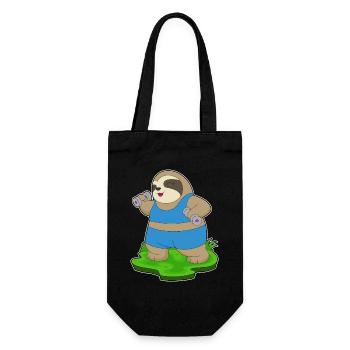 Sloth Bodybuilder Dumbbells Bodybuilding - Gift Bag for Bottles - black - Front
