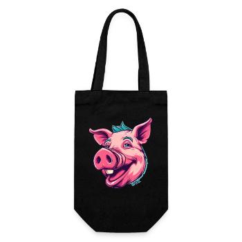Super happy punk pig - Gift Bag for Bottles - black - Front