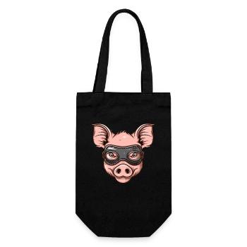 Lustiges Leder Maske Schwein - Geschenkbeutel für Flaschen - Schwarz - Vorne