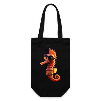 Seahorse Aquarist Angler Cute Seahorse - Gift Bag for Bottles - black - Front