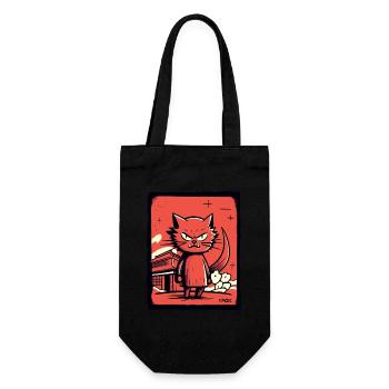 No Joy Angry, Funny Japanese Cat - Gift Bag for Bottles - black - Front